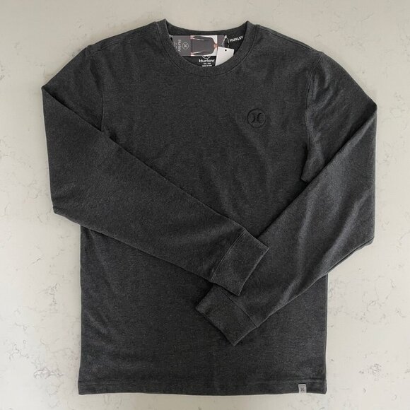 Hurley LS Crew Nk Activewear Cotton Poly Pullover Shirt Charcoal Grey Sz S NWT - Picture 11 of 11